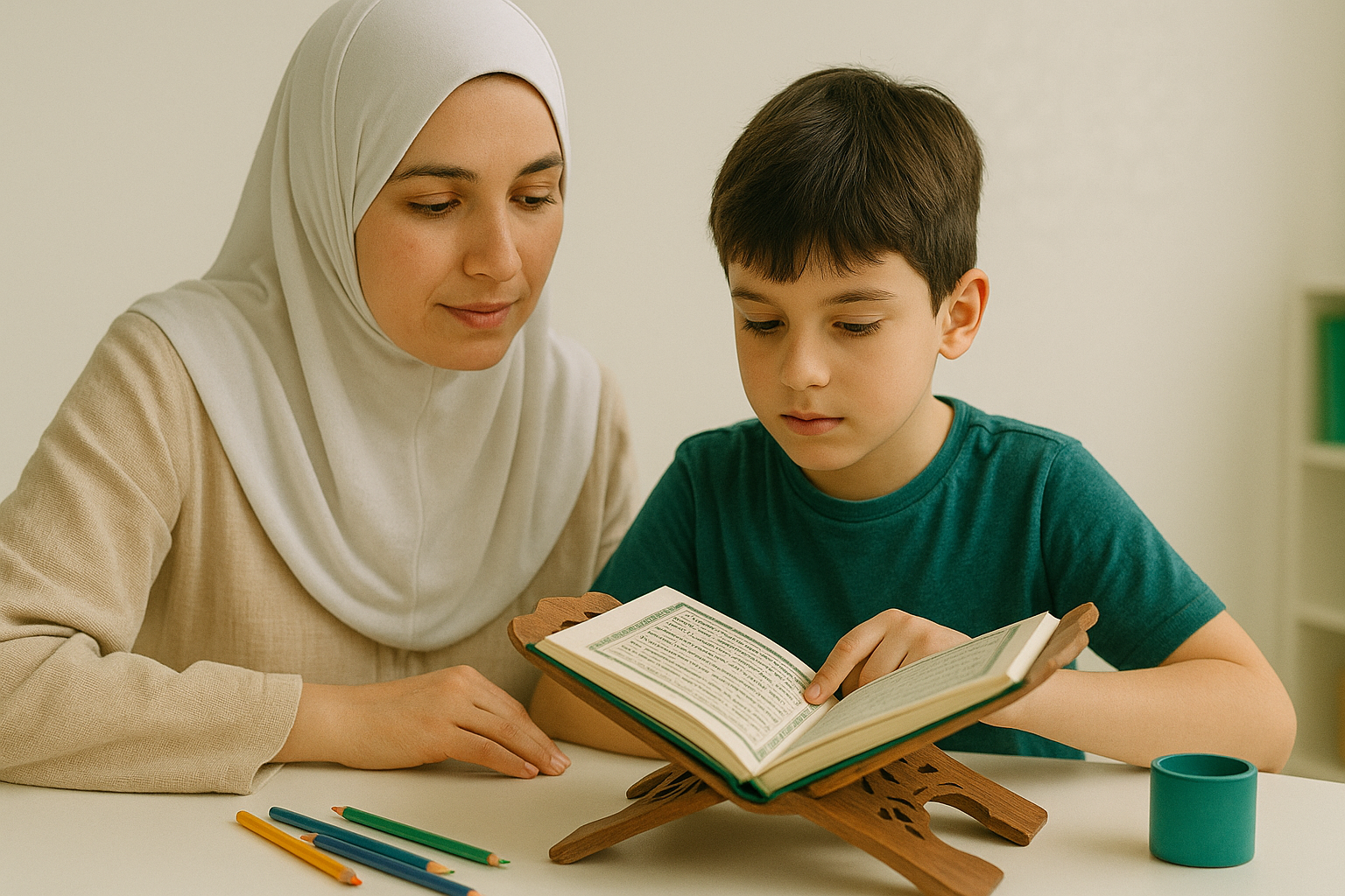 Student learning Islamic studies