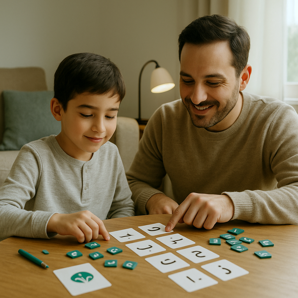 Boy studying happily
